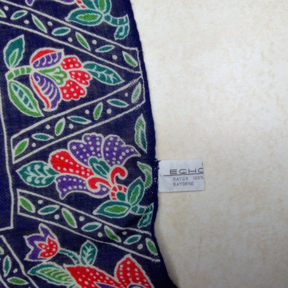 Vintage Square Navy Floral Scarf - Picture 5 of 5